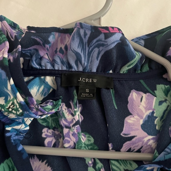 J. Crew Navy Floral Ruffle Blouse - Picture 2 of 3